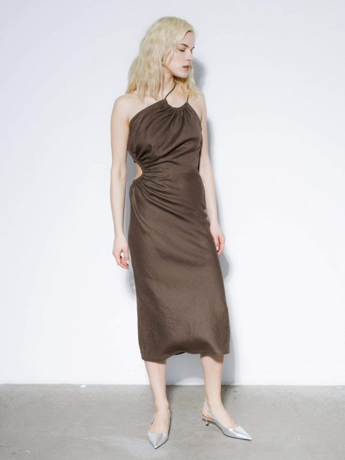 Ruched dark brown Dress Akelė