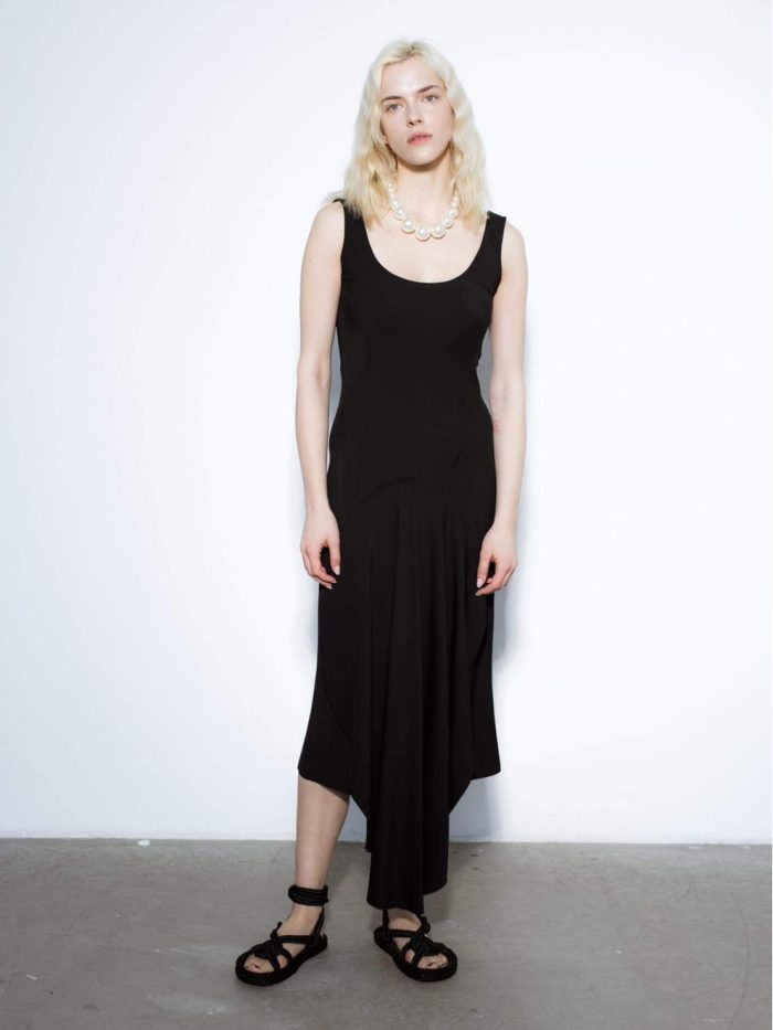 Bias cut viscose-crepe midi dress Platonė