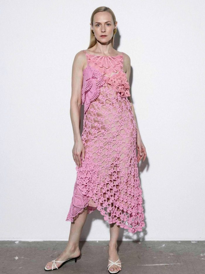 *Exclusive* Hand-Crocheted Lace Midi Slip Dress Venta