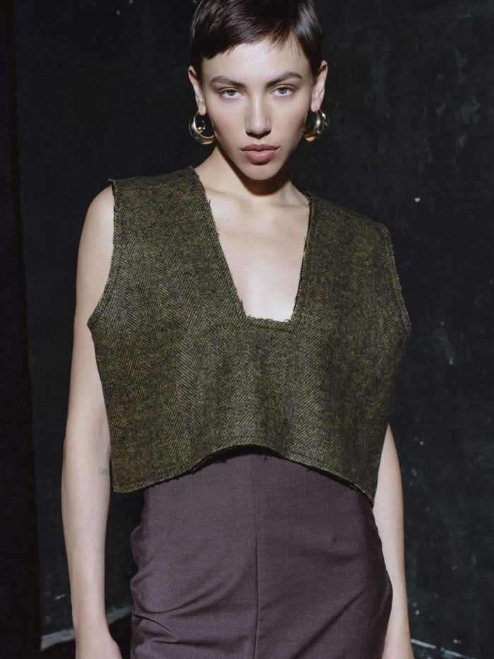 Square Neckline Oversize Vest Vaga