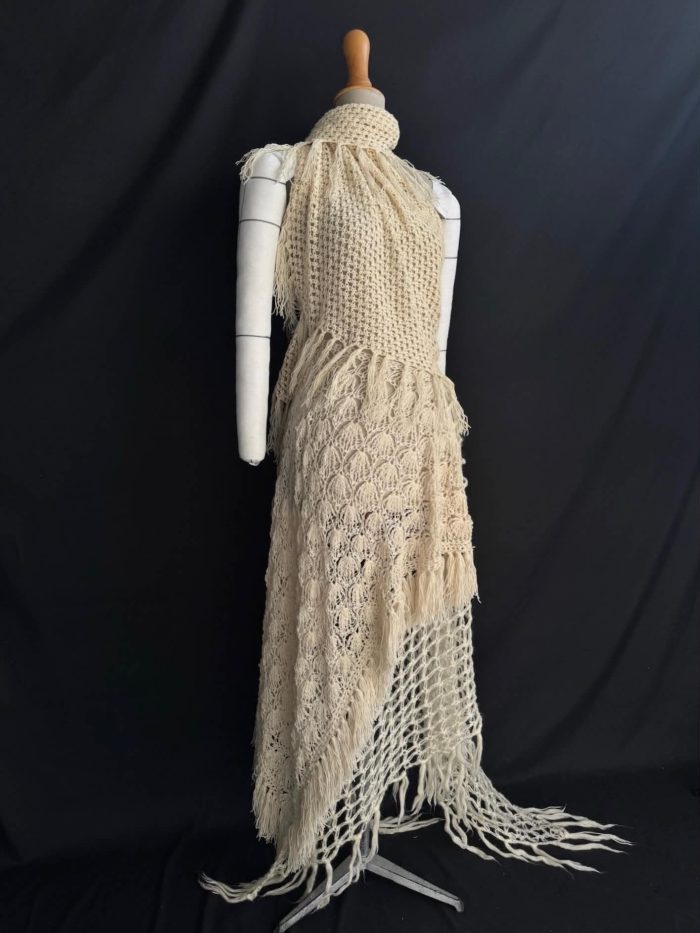 *Rent* White Knitted Dress with Scarf Detail