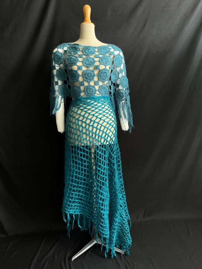 *Rent* Cobalt Blue Knitted Fringed Dress