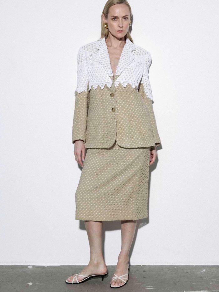 *Exclusive* Lace Linen Midi Skirt Plusne