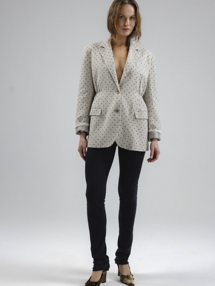 Limited Edition* Linen Polka Dots Classic Style Blazer Dusia