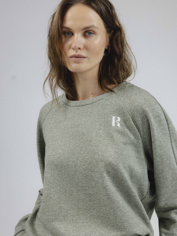 Lace-Trimmed Sweatshirt in Green
