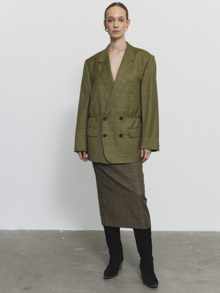 *Limited edition* Checked Wool Man-Style Blazer Luodis In Green